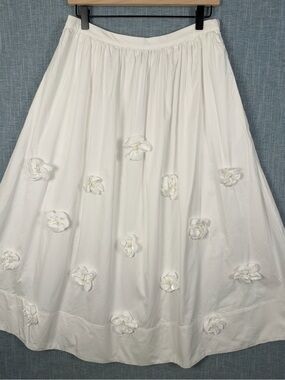 English Factory 3D Flower Midi Skirt White Medium